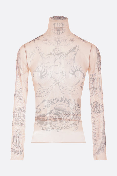 Tattoo Print Mesh Turtleneck-BALENCIAGA-JOHN JULIA