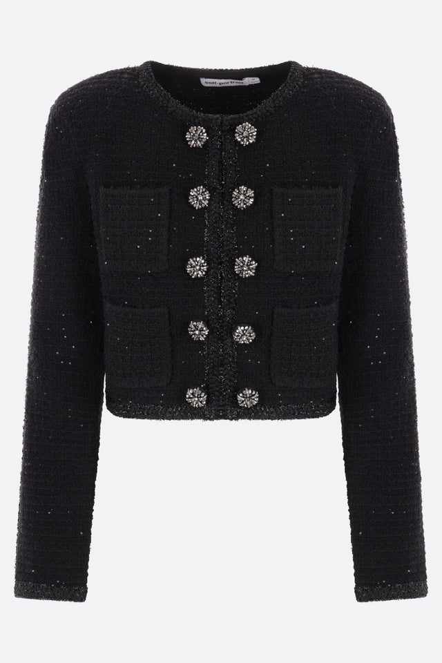 Textured Knit Cropped Jacket-SELF-PORTRAIT-JOHN JULIA