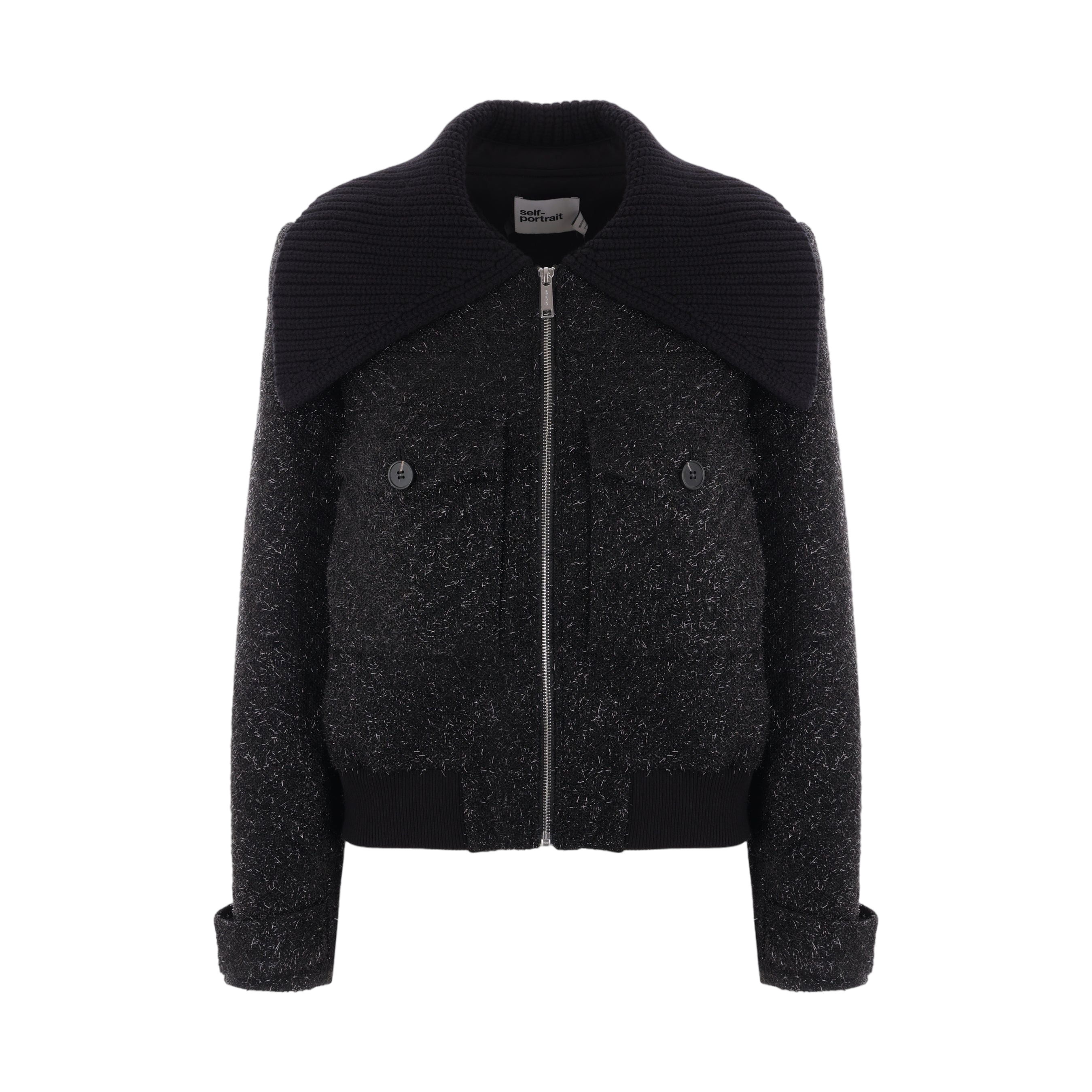 Tinsel Bouclé Bomber Jacket-SELF-PORTRAIT-JOHN JULIA