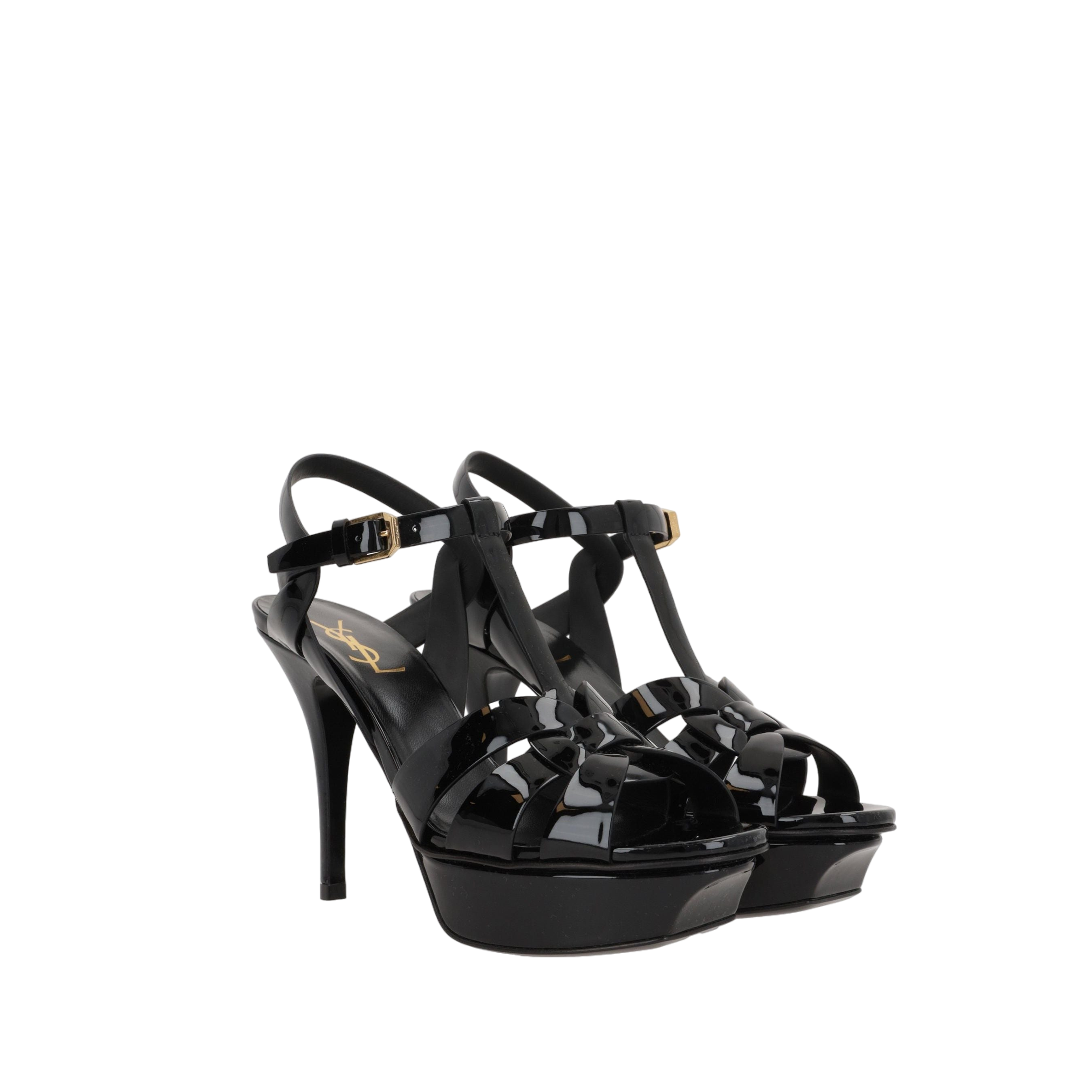 Tribute Patent Leather Platform Sandals-SAINT LAURENT-JOHN JULIA