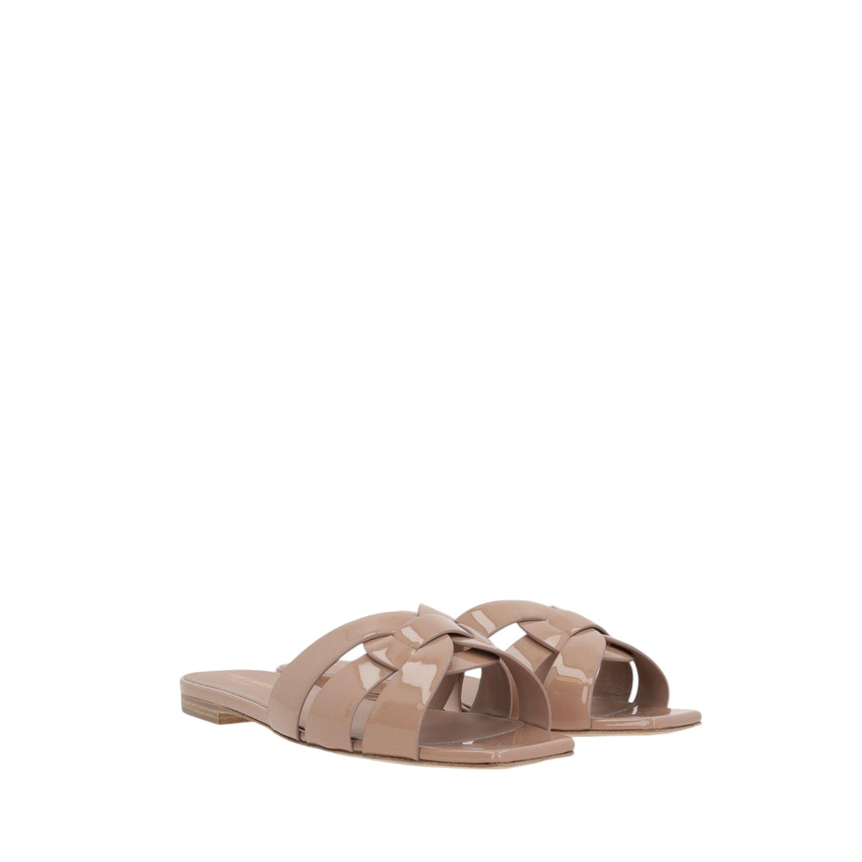 Tribute Patent Leather Slide Sandals-SAINT LAURENT-JOHN JULIA