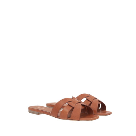 Tribute Smooth Leather Slide Sandals-SAINT LAURENT-JOHN JULIA