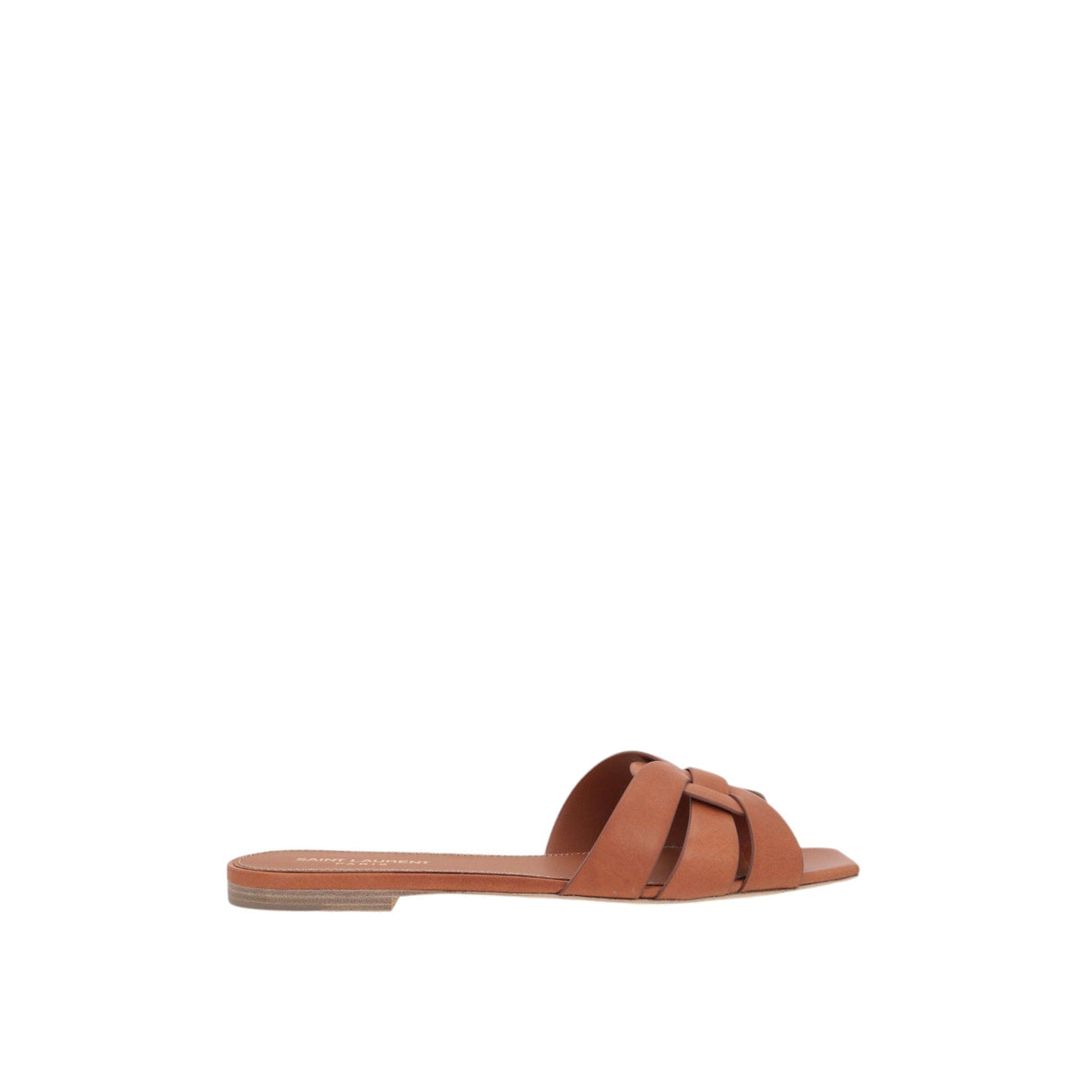 Tribute Smooth Leather Slide Sandals-SAINT LAURENT-JOHN JULIA