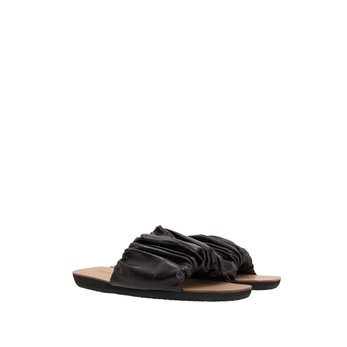 Tripon Gathered Leather Slide Sandals-JIL SANDER-JOHN JULIA