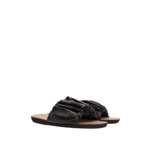 Tripon Gathered Leather Slide Sandals-JIL SANDER-JOHN JULIA