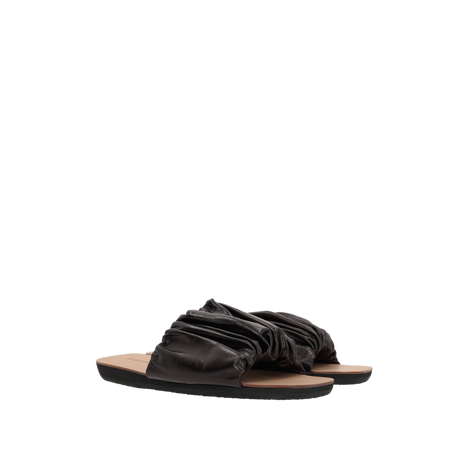 JIL SANDER-Tripon Gathered Leather Slide Sandals-JOHN JULIA