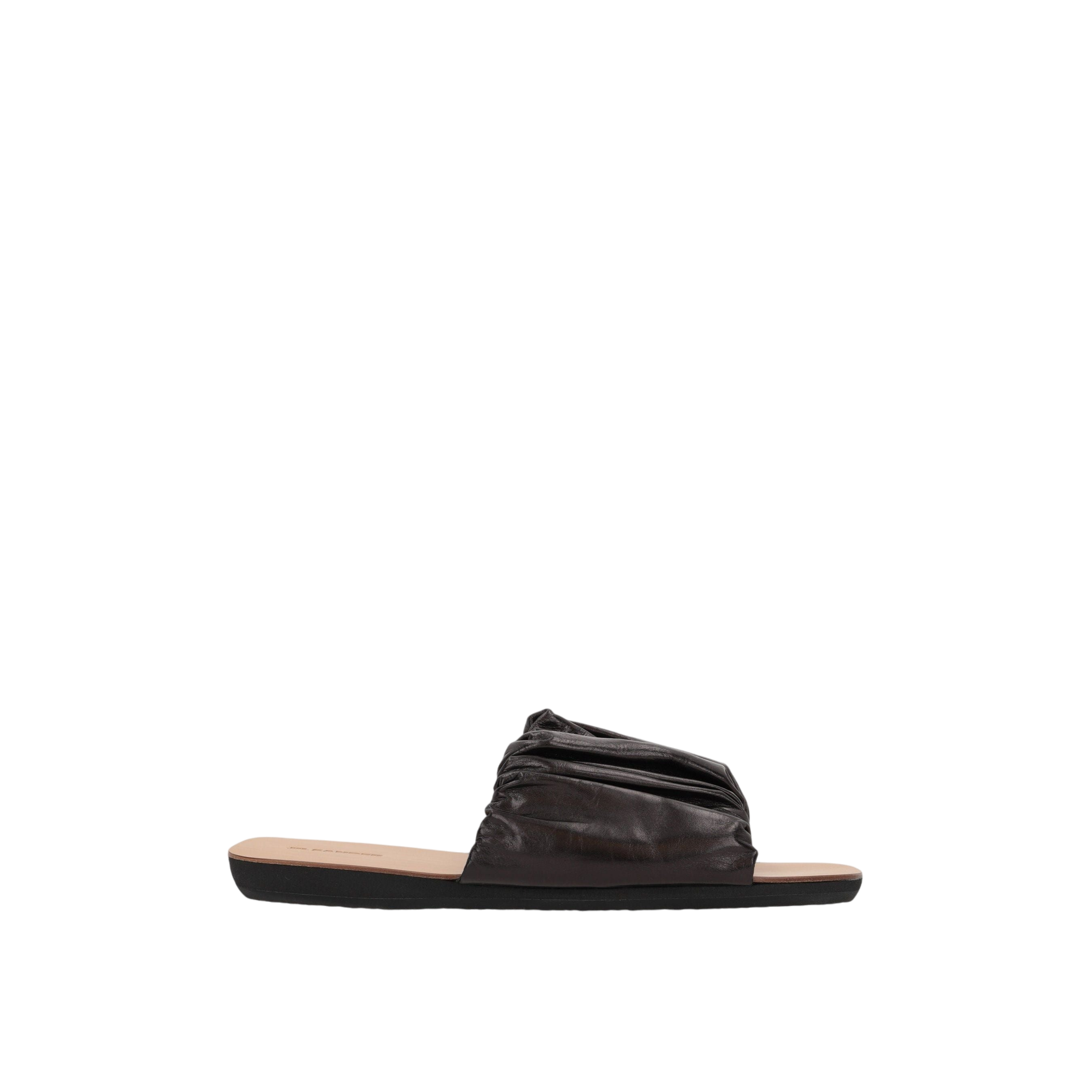 Tripon Gathered Leather Slide Sandals-JIL SANDER-JOHN JULIA