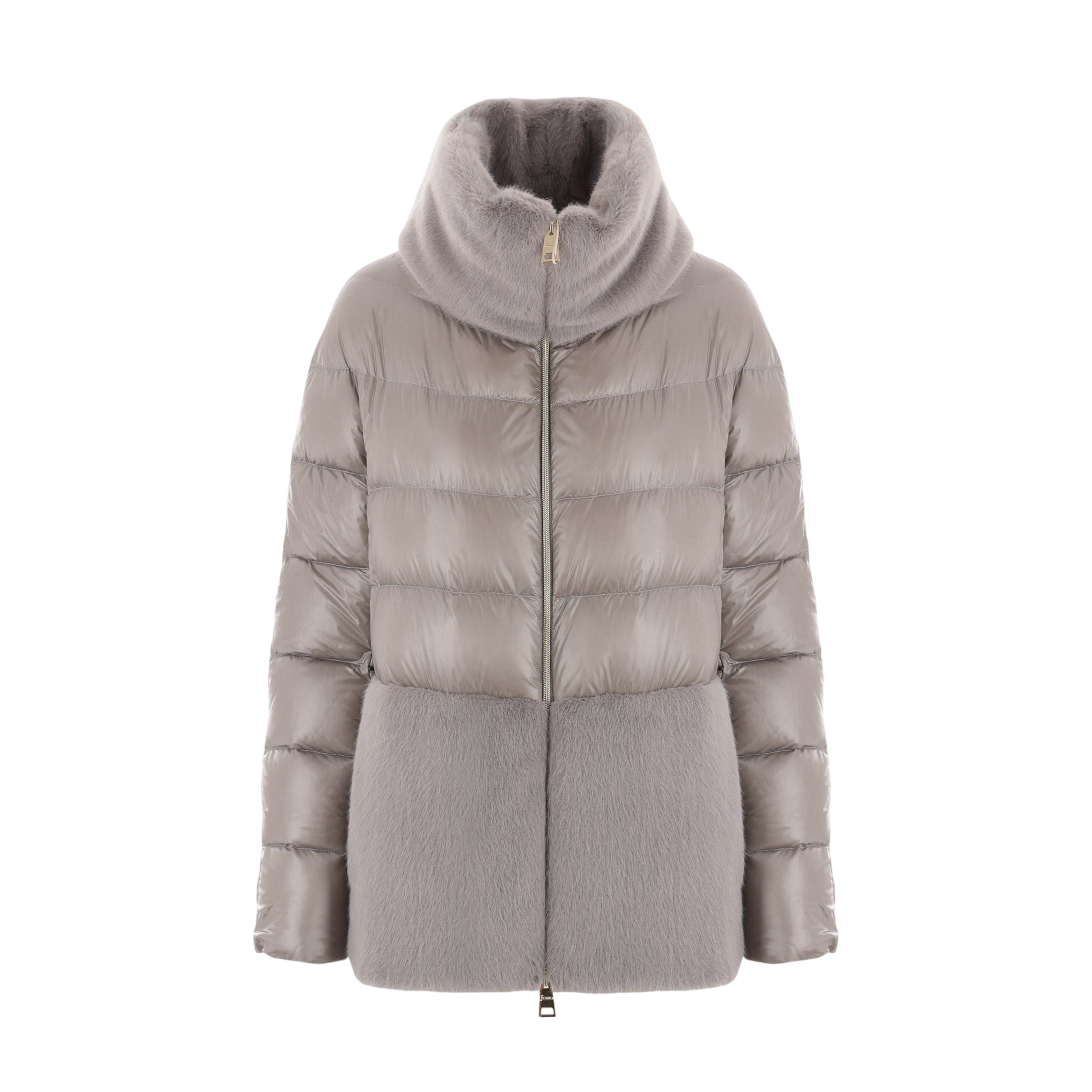 Ultralight Nylon and Faux Fur Down Jacket-HERNO-JOHN JULIA