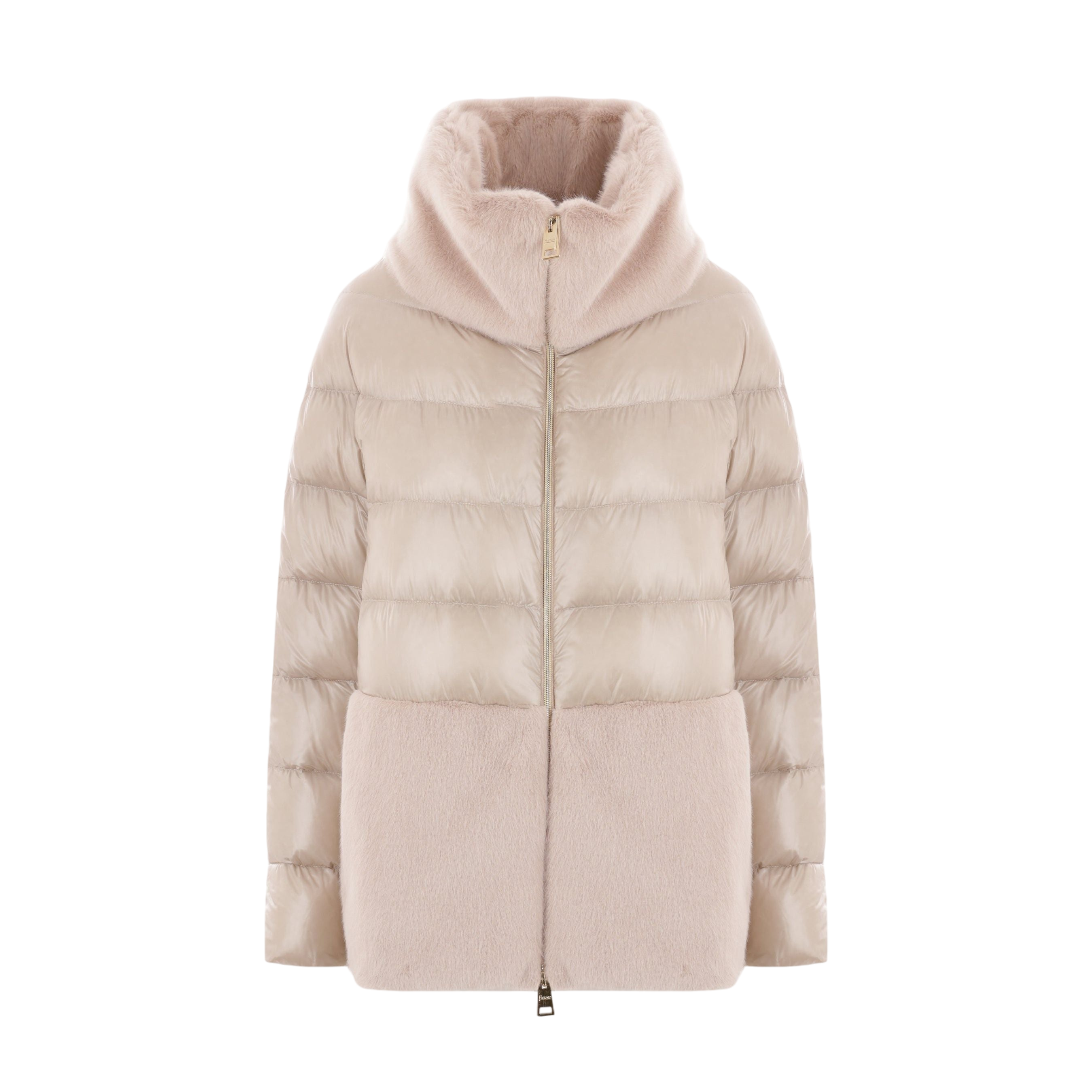 Ultralight Nylon and Faux Fur Down Jacket-HERNO-JOHN JULIA