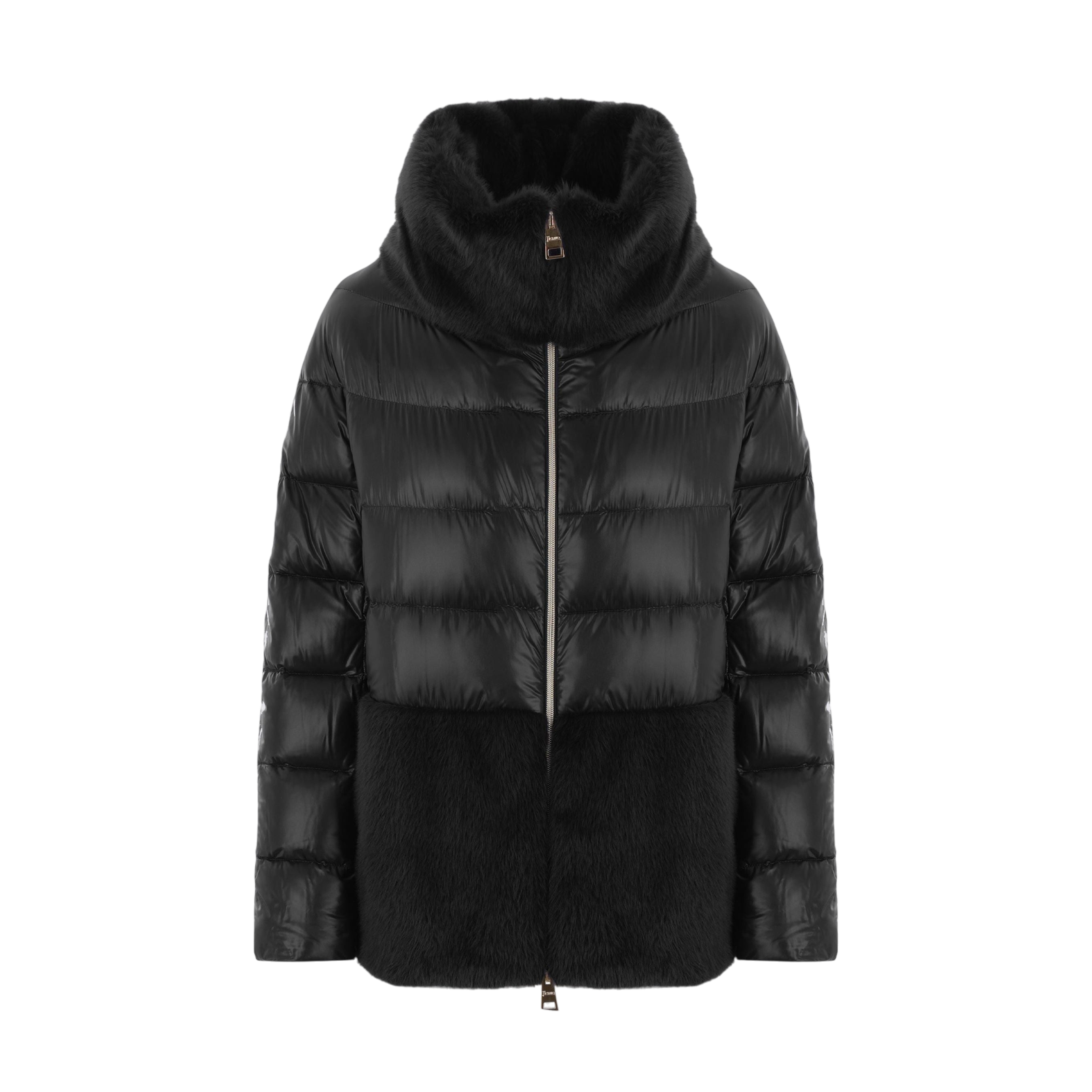 Ultralight Nylon and Faux Fur Down Jacket-HERNO-JOHN JULIA