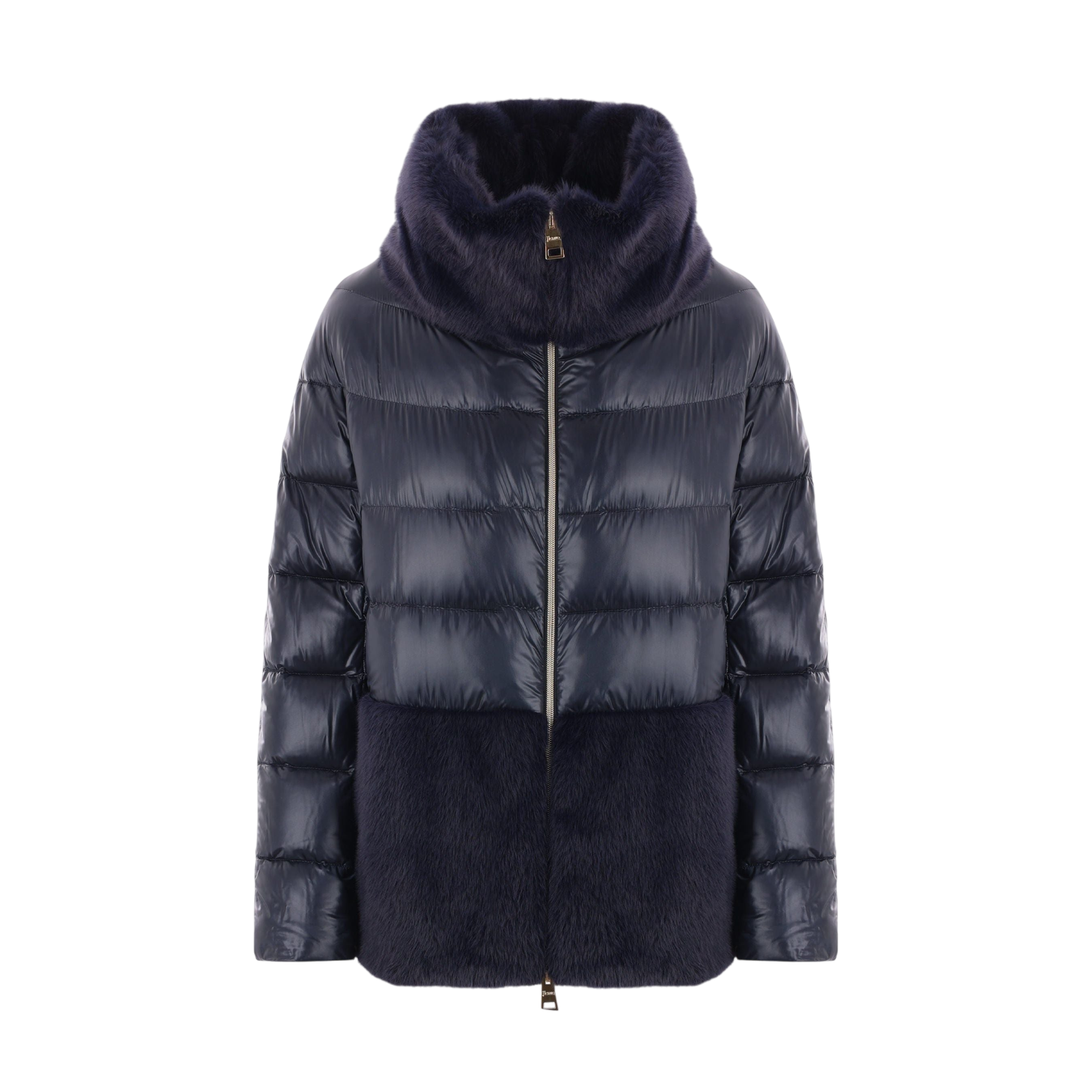 Ultralight Nylon and Faux Fur Down Jacket-HERNO-JOHN JULIA