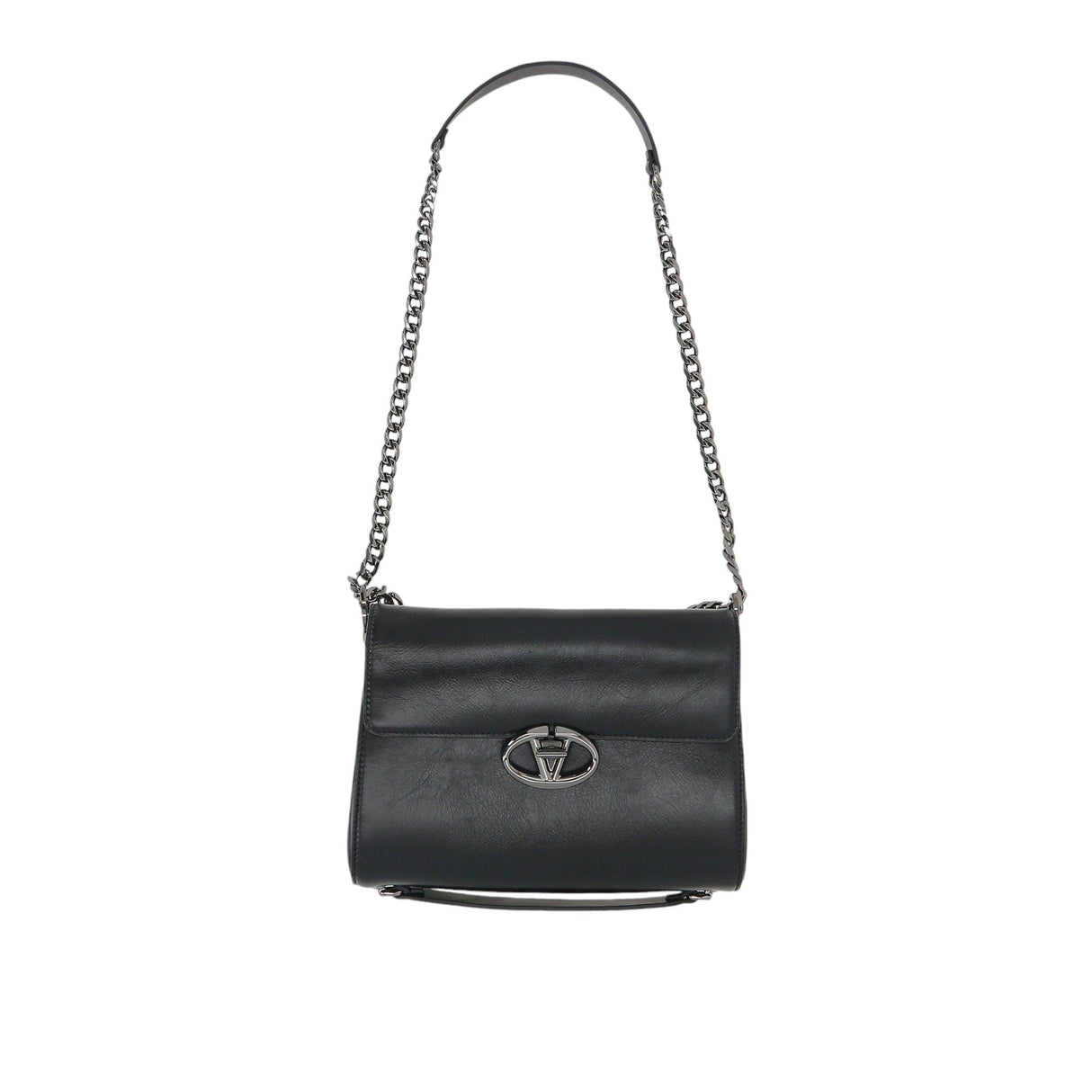 VLogo Signature Shiny Leather Shoulder Bag-VALENTINO GARAVANI-JOHN JULIA