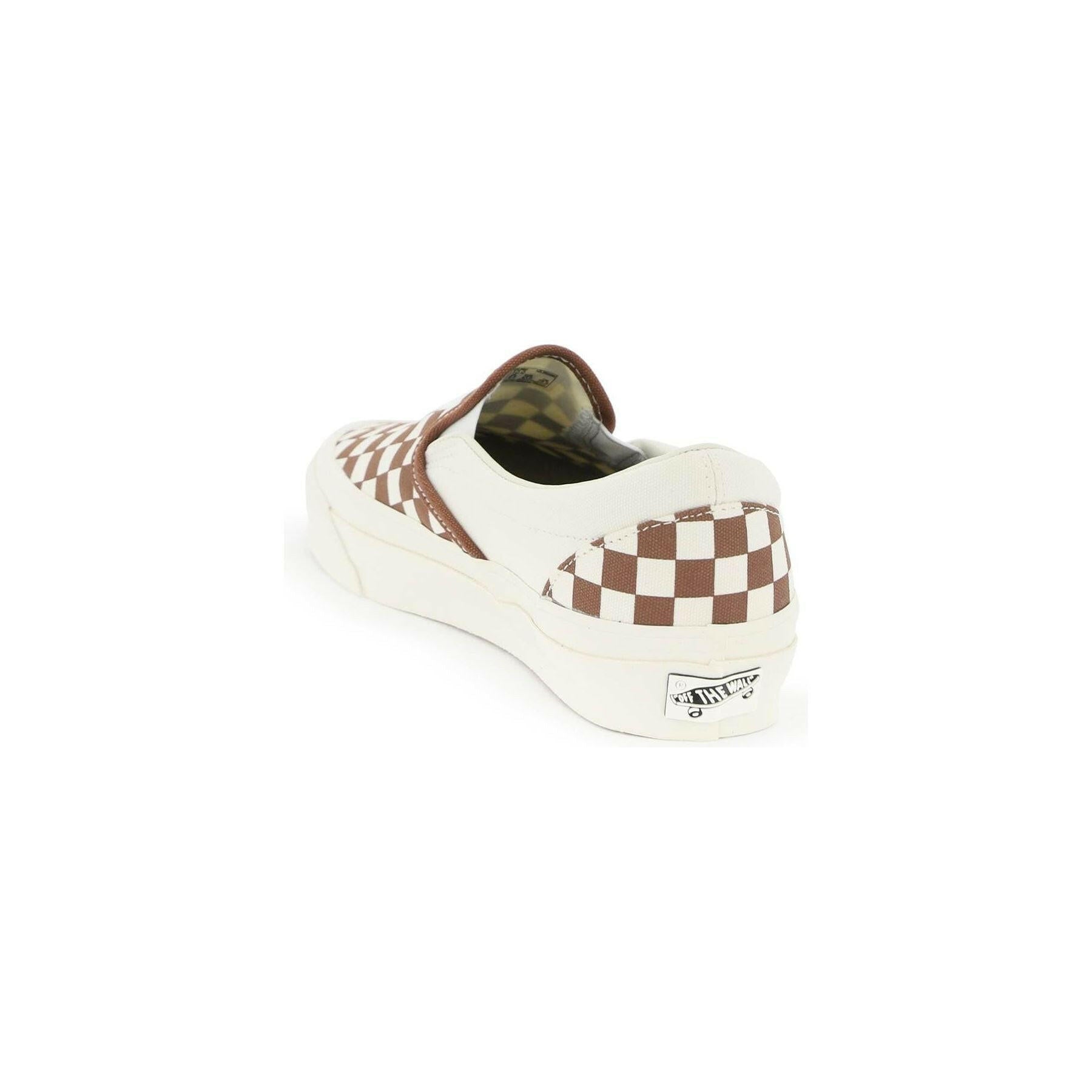Checkerboard Coffee Reissue 98 Slip-On Canvas Sneakers