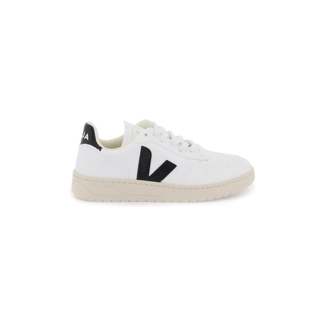 White Black V-10 CWL Organic Cotton Coated Sneakers VEJA JOHN JULIA.