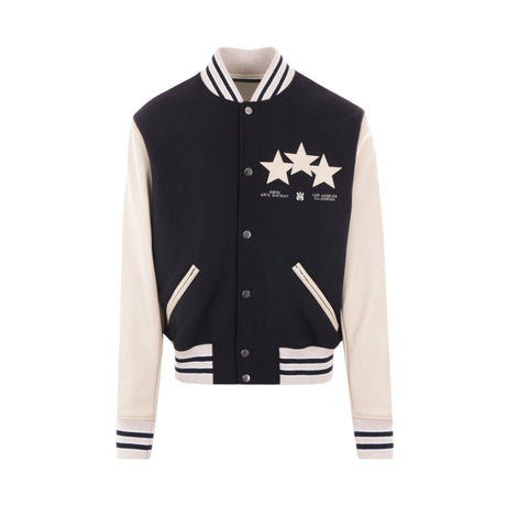 Varsity Wool Blend and Leather Jacket-AMIRI-JOHN JULIA