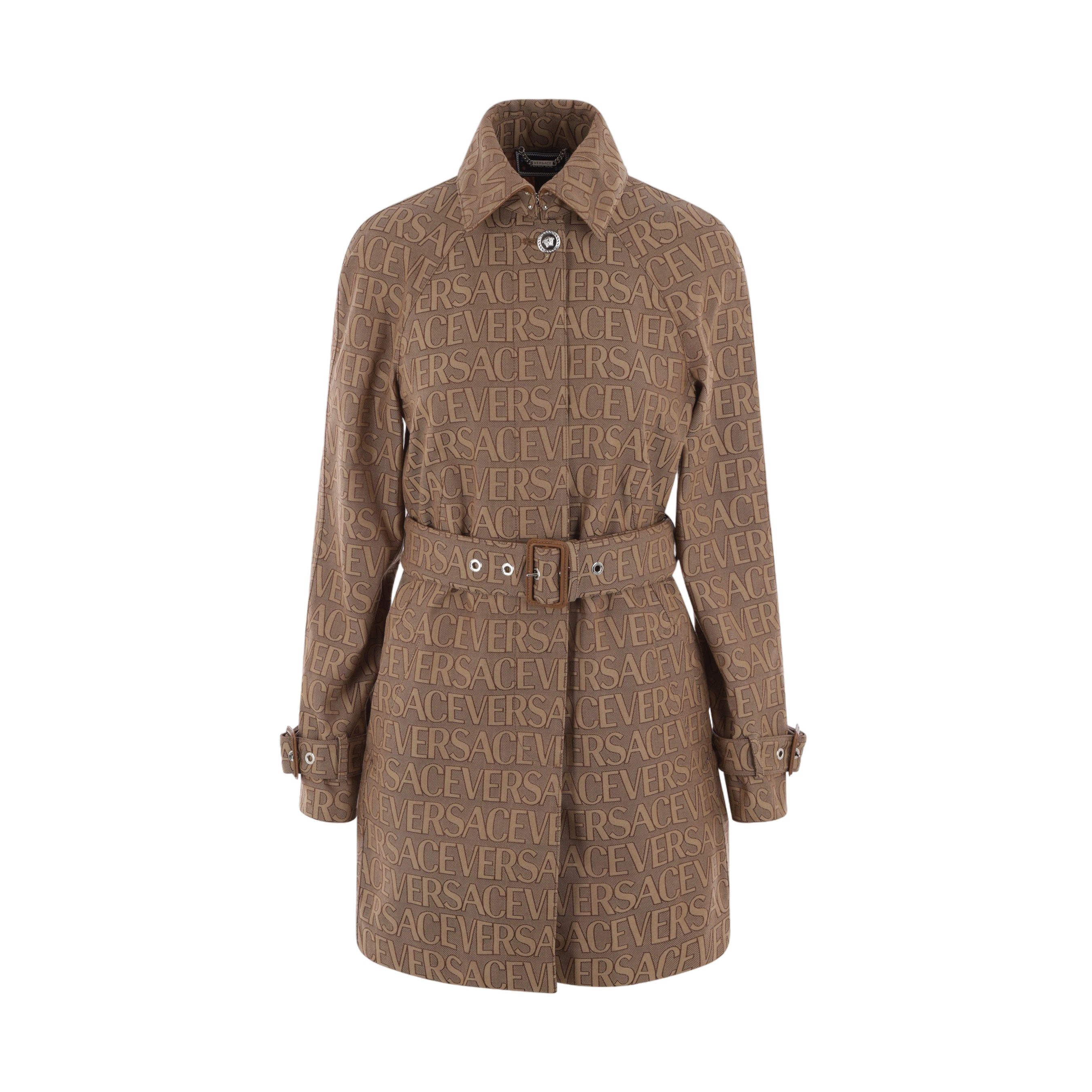 Versace Allover Jacquard Canvas Trench Coat-VERSACE-JOHN JULIA