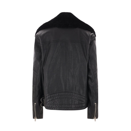 Vintage Leather Shearling Biker Jacket-SAINT LAURENT-JOHN JULIA