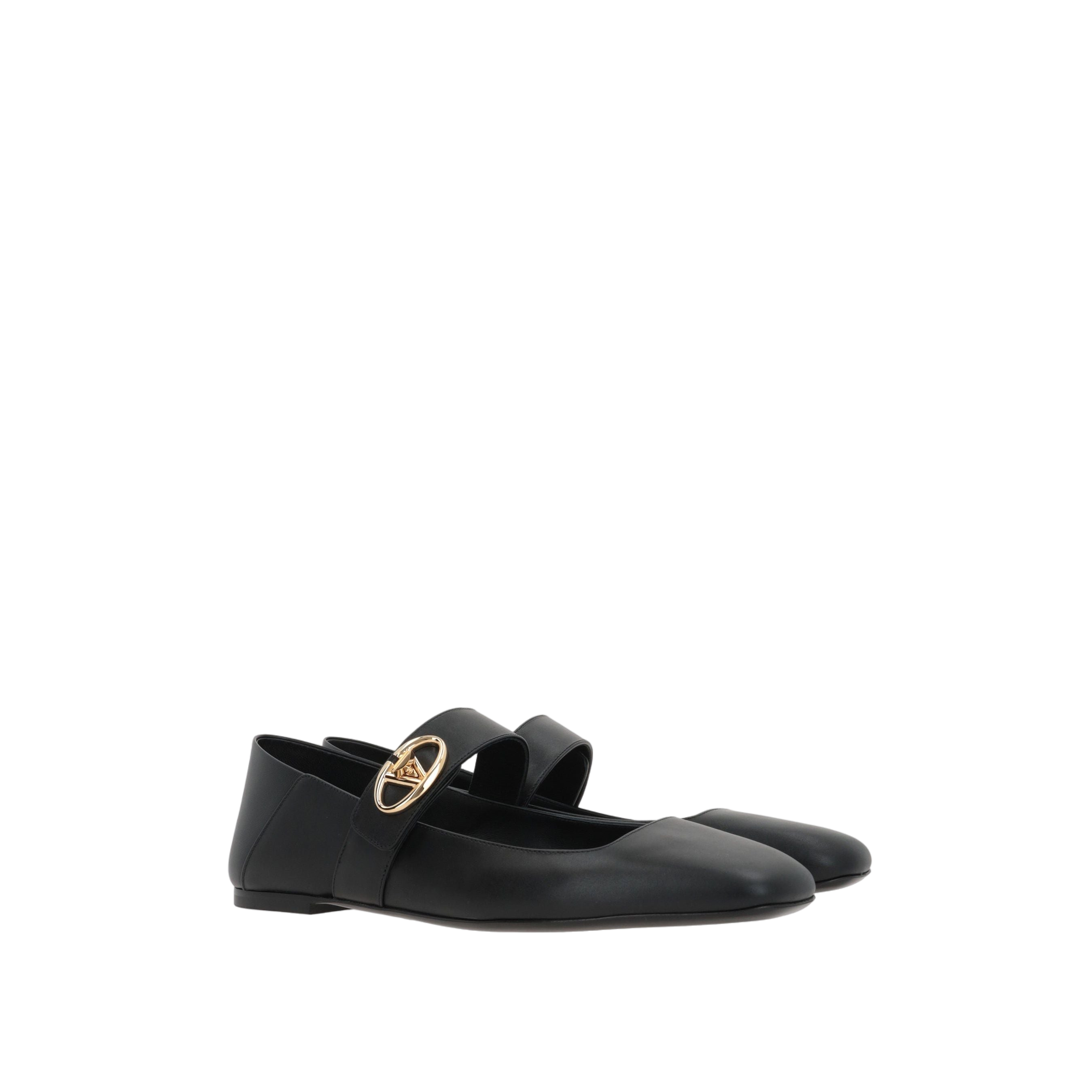 VLogo Locker Smooth Leather Mary-Jane Ballerinas-VALENTINO GARAVANI-JOHN JULIA