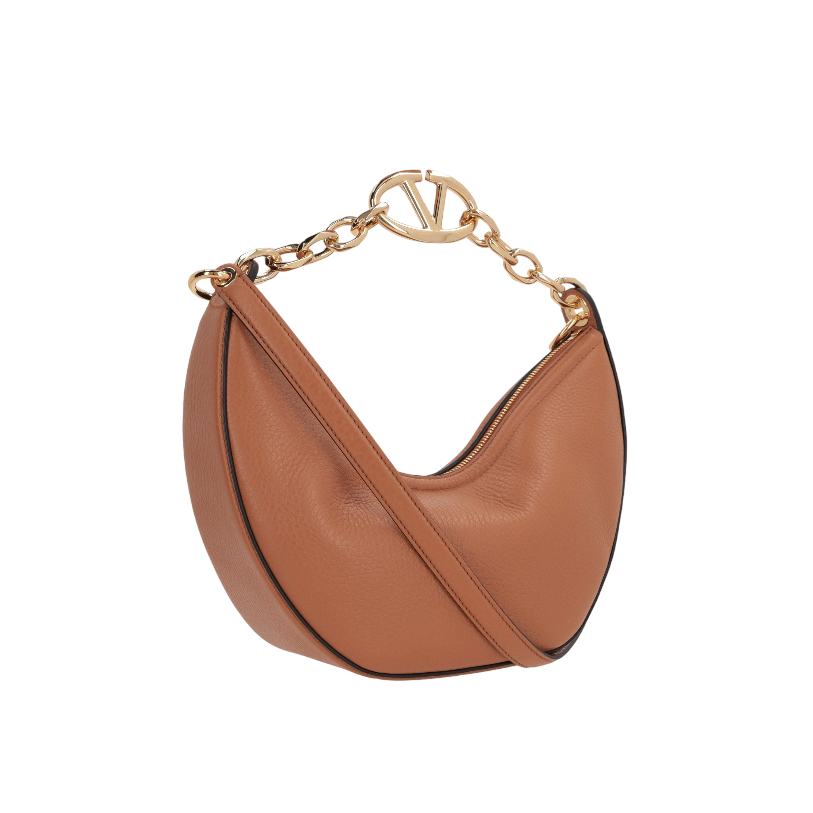 Vlogo Moon Small Grainy Leather Hobo Bag-VALENTINO GARAVANI-JOHN JULIA