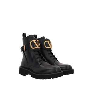 Vlogo Signature Smooth Leather Combat Boots-VALENTINO GARAVANI-JOHN JULIA