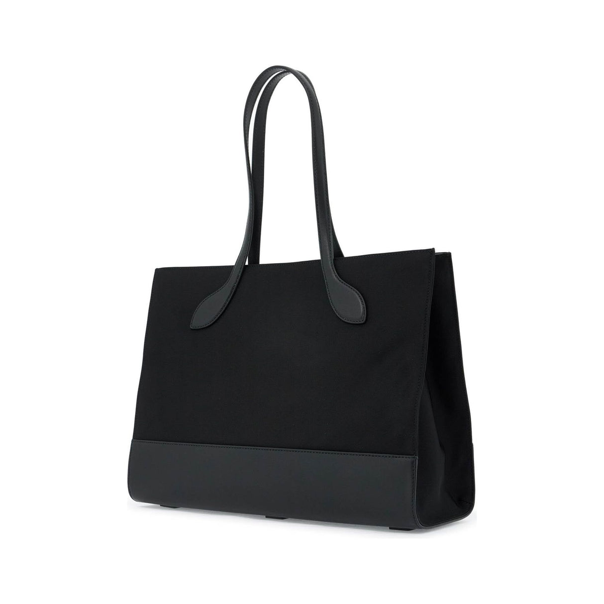 East/West Nylon and Leather Tote Bag