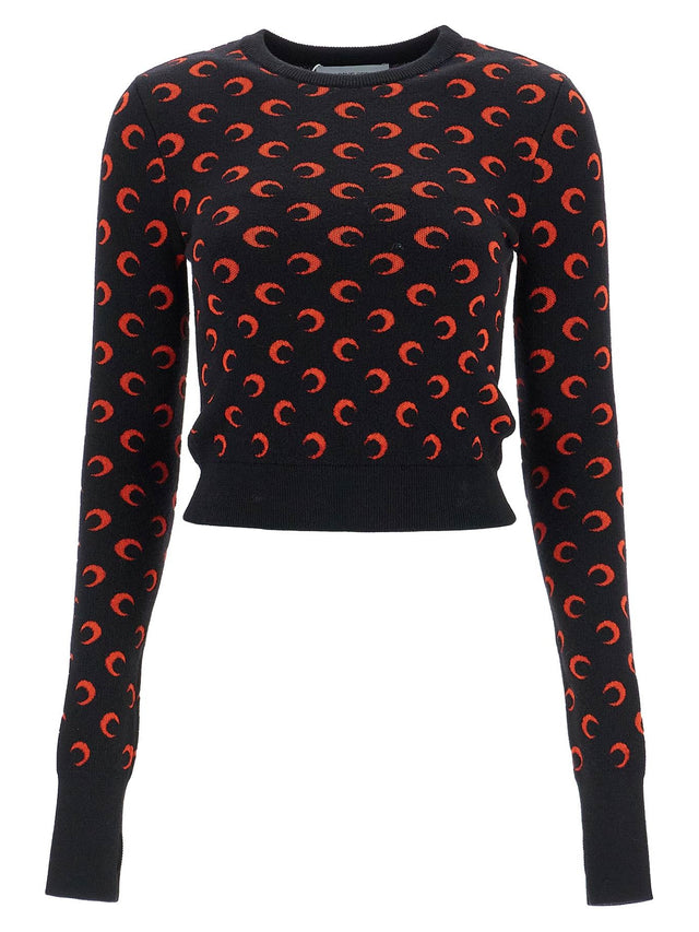 Moon Jacquard Knit Cropped Sweater-MARINE SERRE-JOHN JULIA