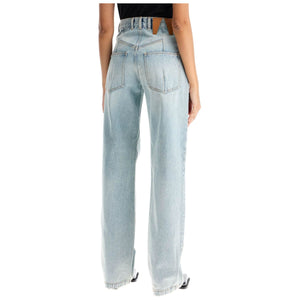 Straight Leg Cotton Denim Jeans