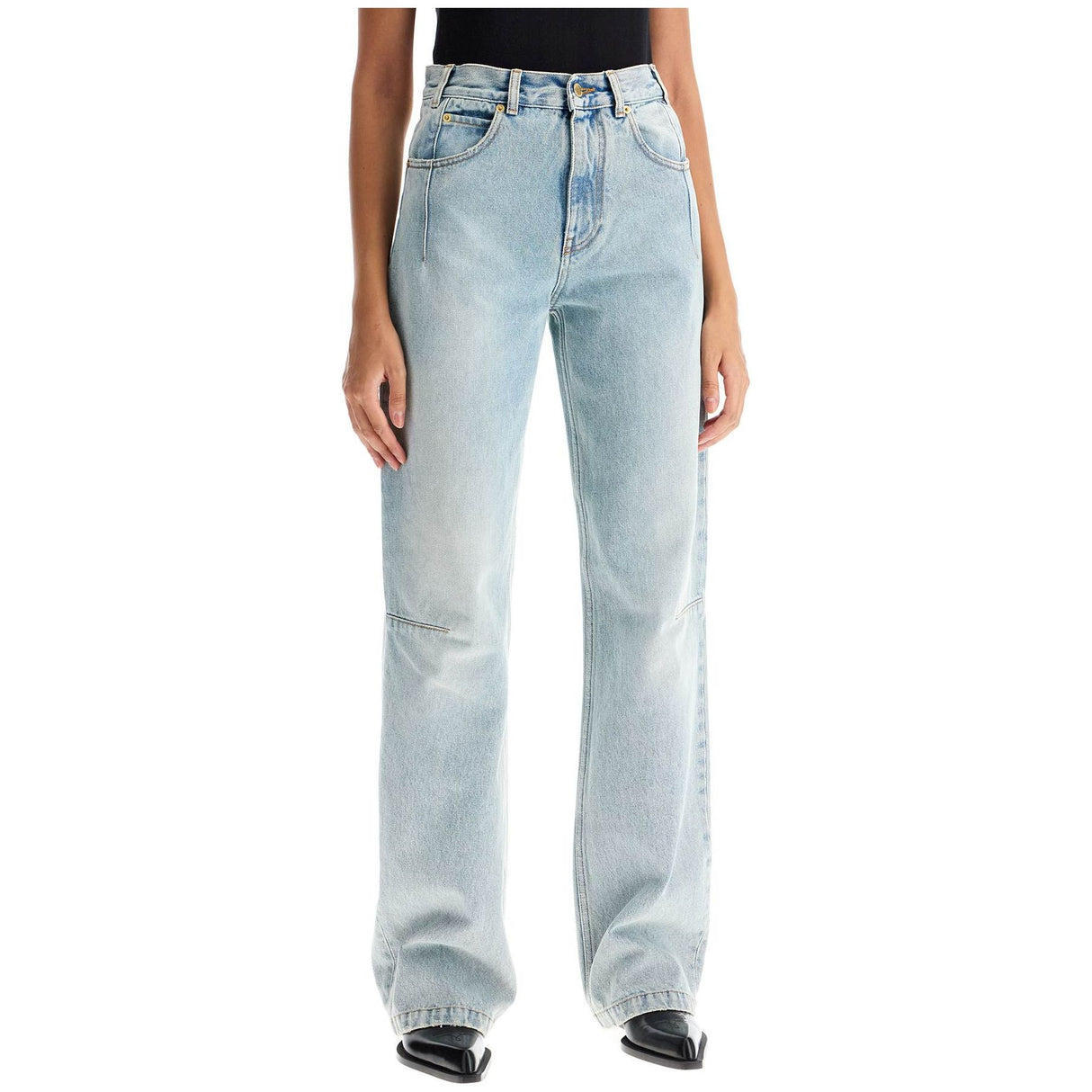 Straight Leg Cotton Denim Jeans