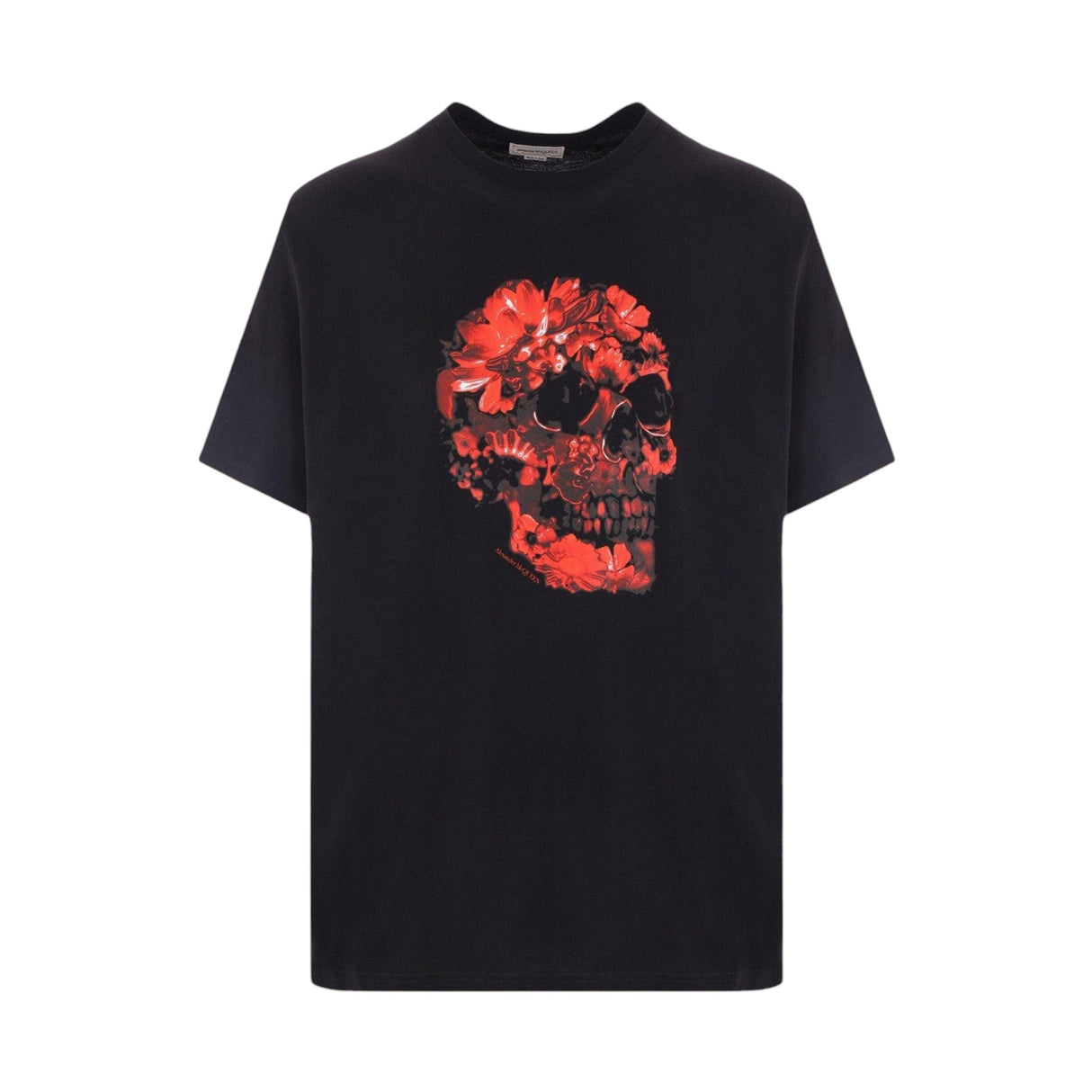 Wax Flower Skull Cotton T-shirt-ALEXANDER MCQUEEN-JOHN JULIA