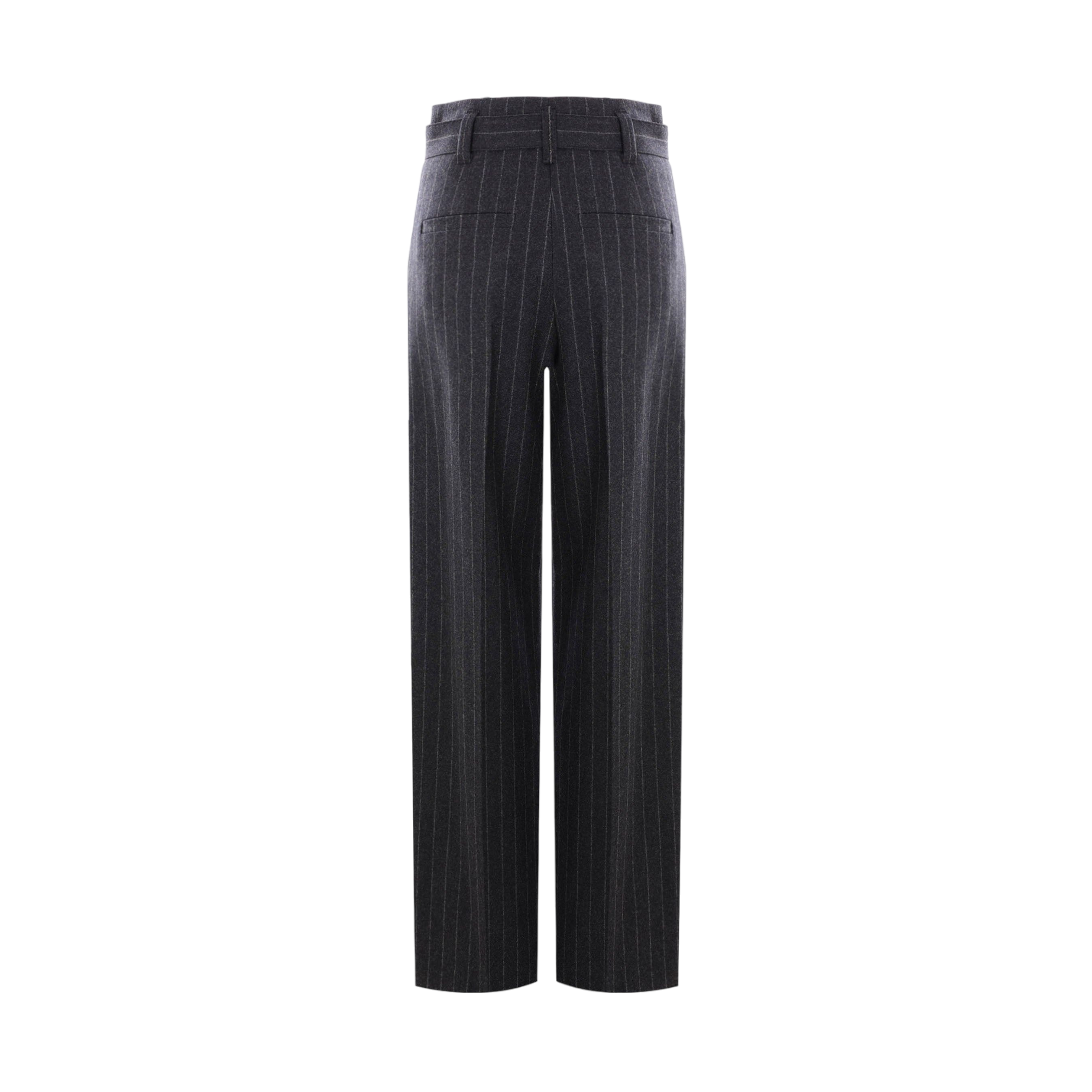 Wide-leg Belted Pinstriped Wool Trousers-BRUNELLO CUCINELLI-JOHN JULIA