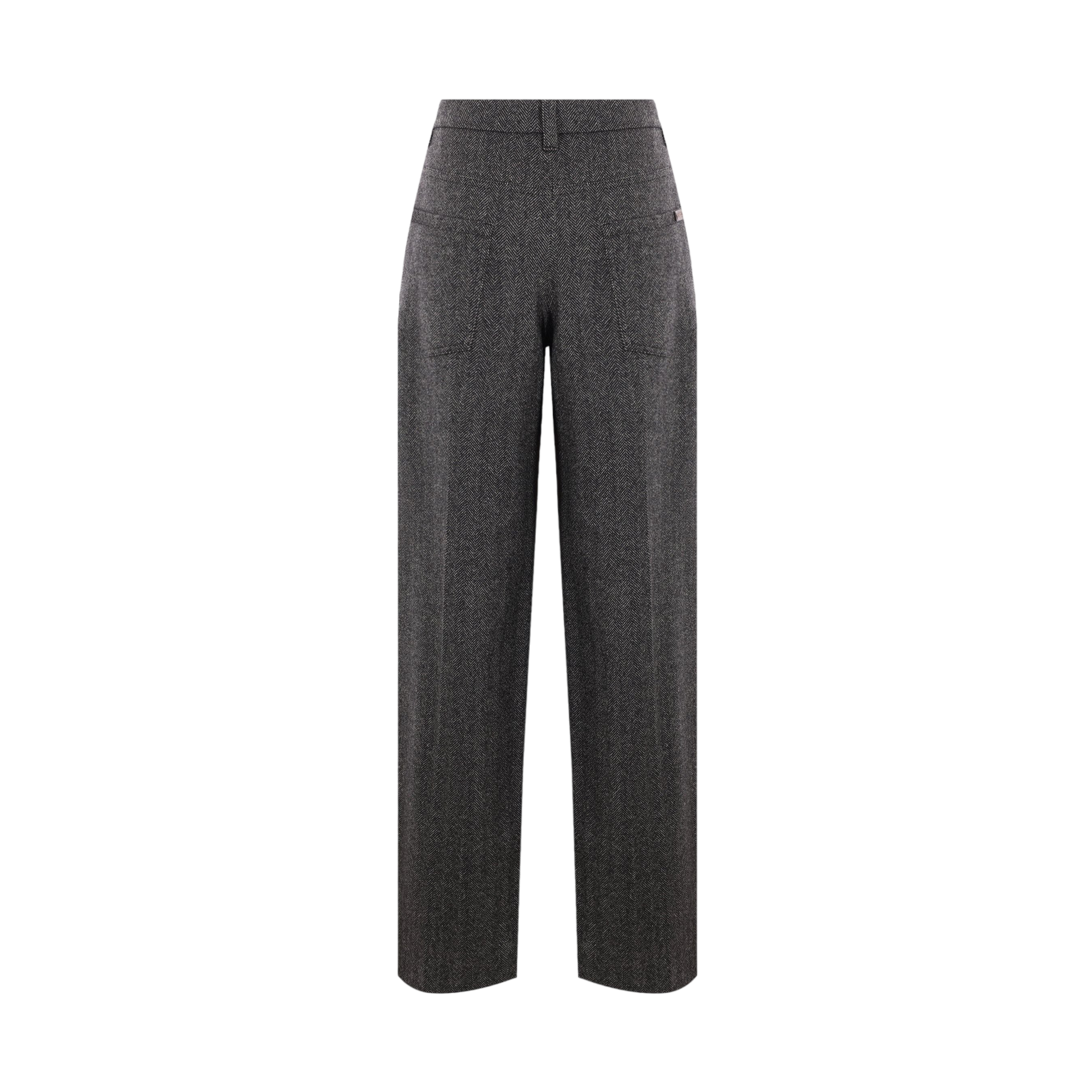 Wide-leg Herringbone Wool Trousers-BRUNELLO CUCINELLI-JOHN JULIA