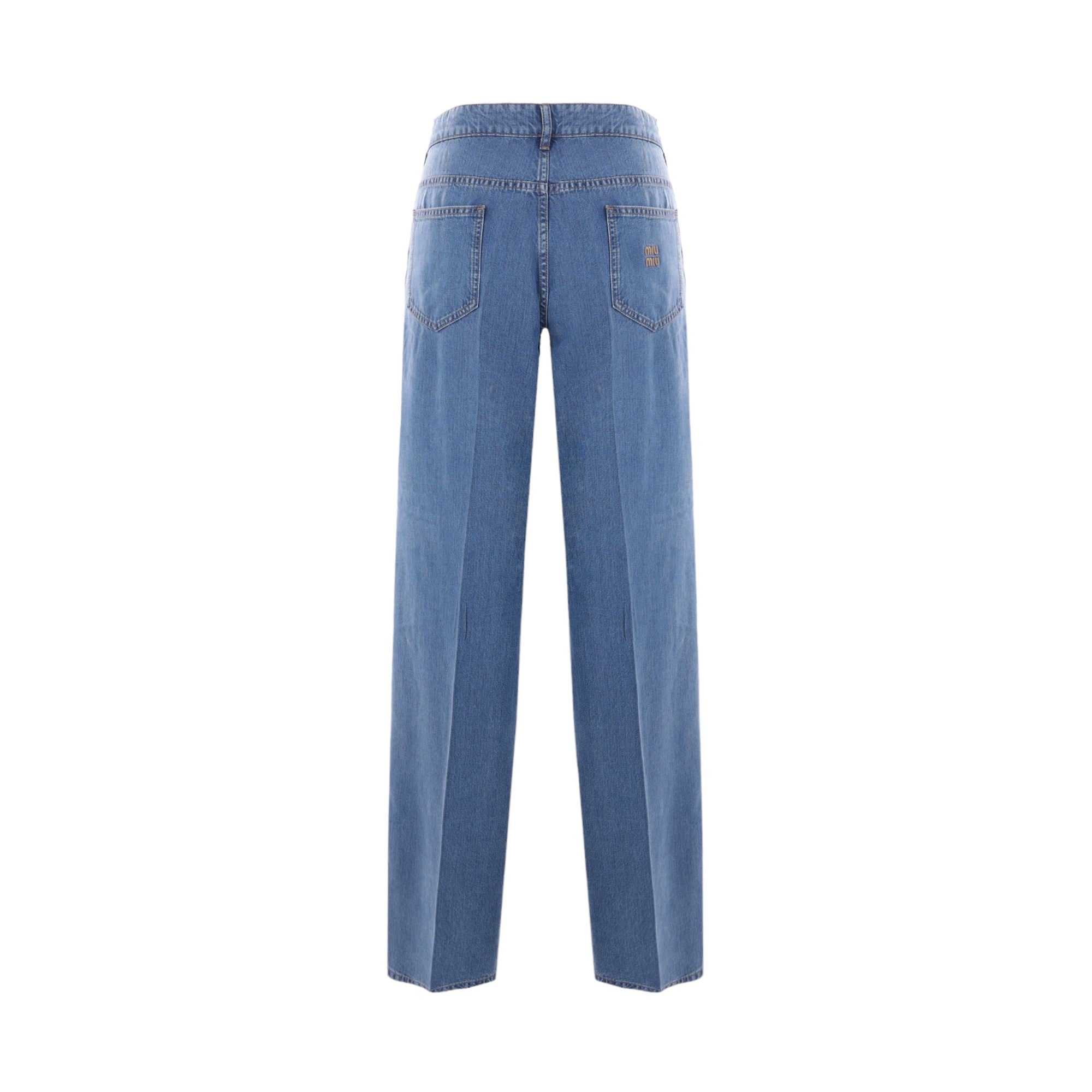 Wide-leg Light Denim Jeans-MIU MIU-JOHN JULIA