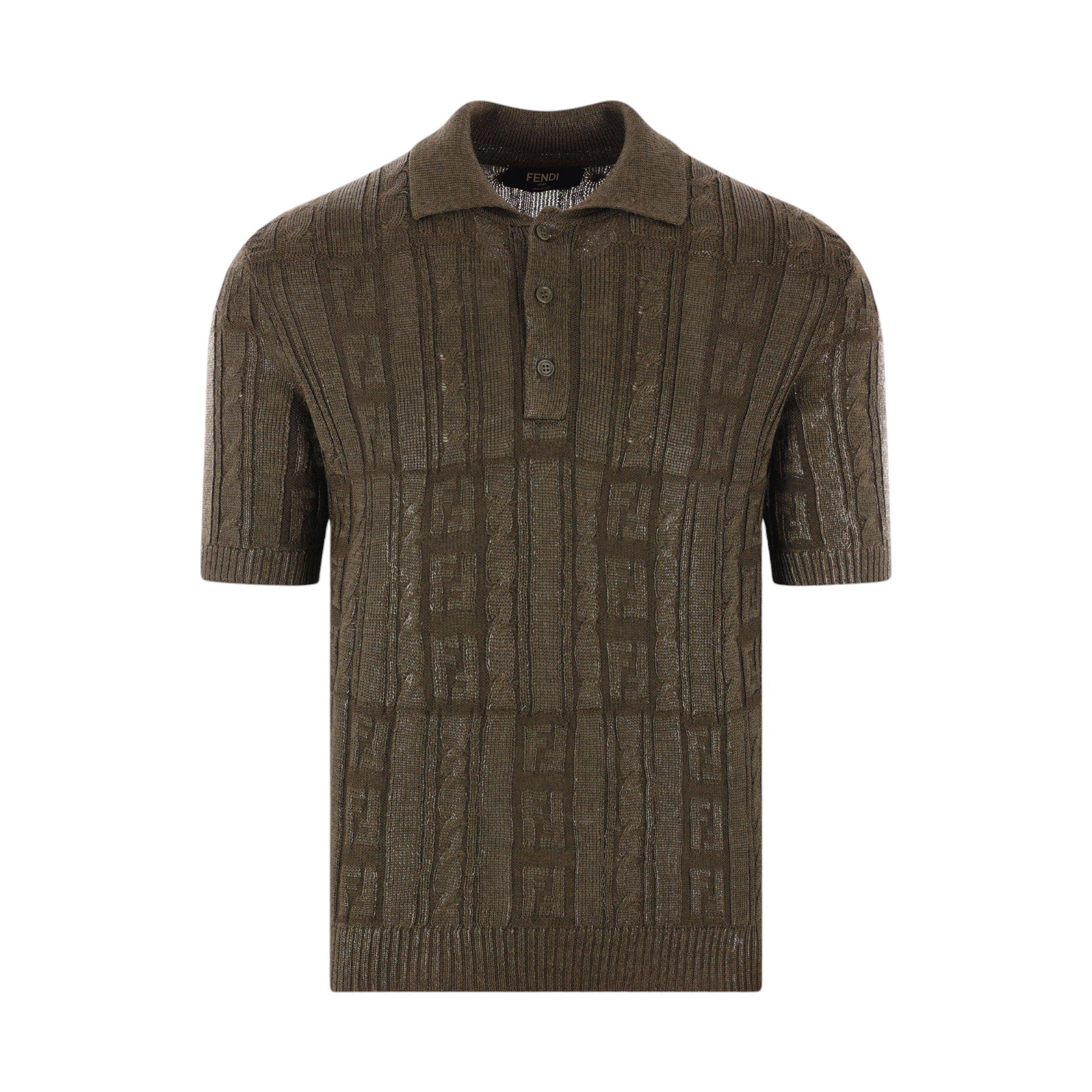 Wool Blend FF Knit Polo Shirt-FENDI-JOHN JULIA