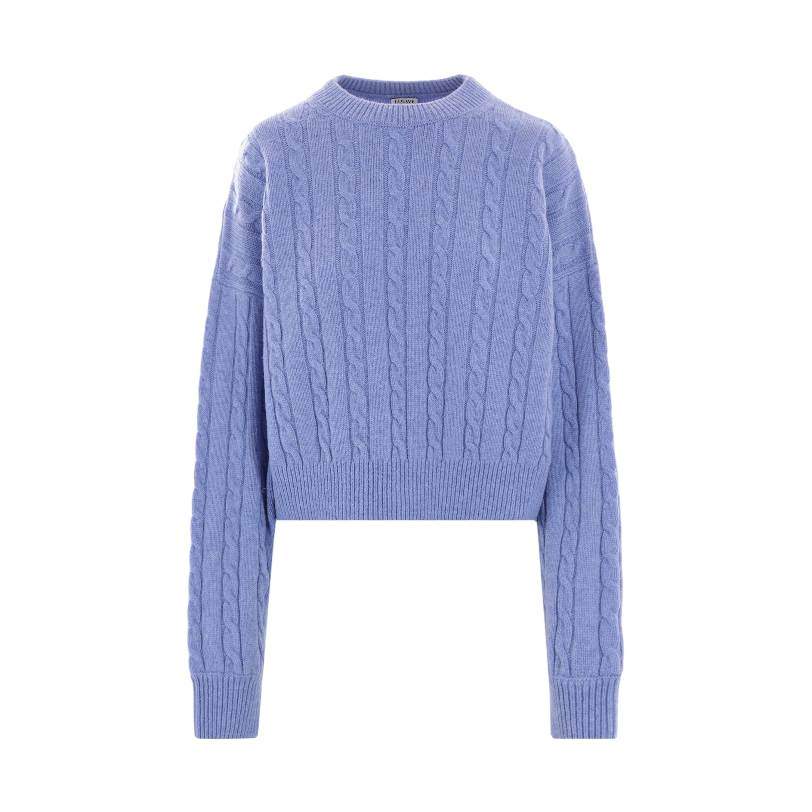 Wool Cable-knit Cropped Sweater-LOEWE-JOHN JULIA