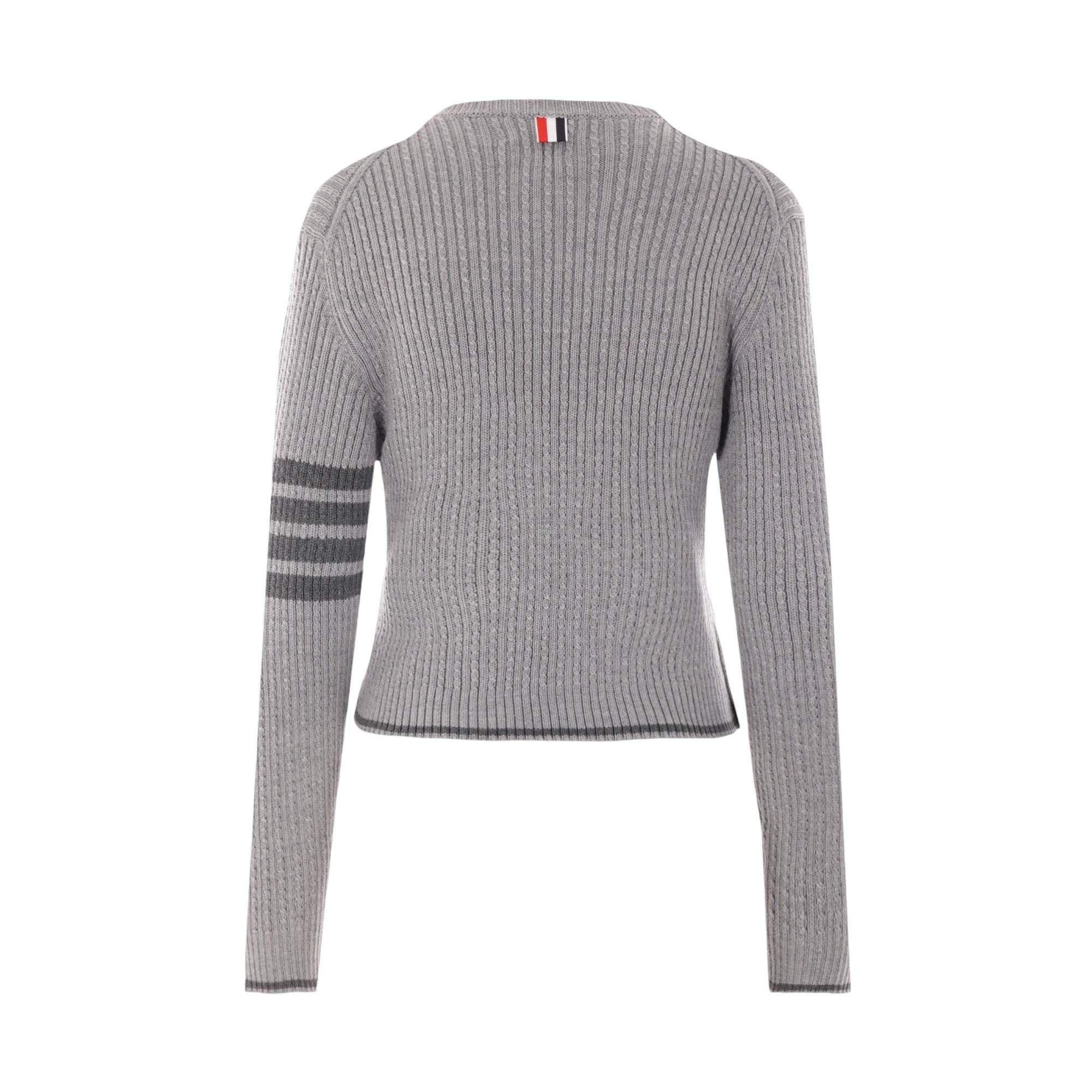 Wool Cable-knit Cropped Sweater-THOM BROWNE-JOHN JULIA