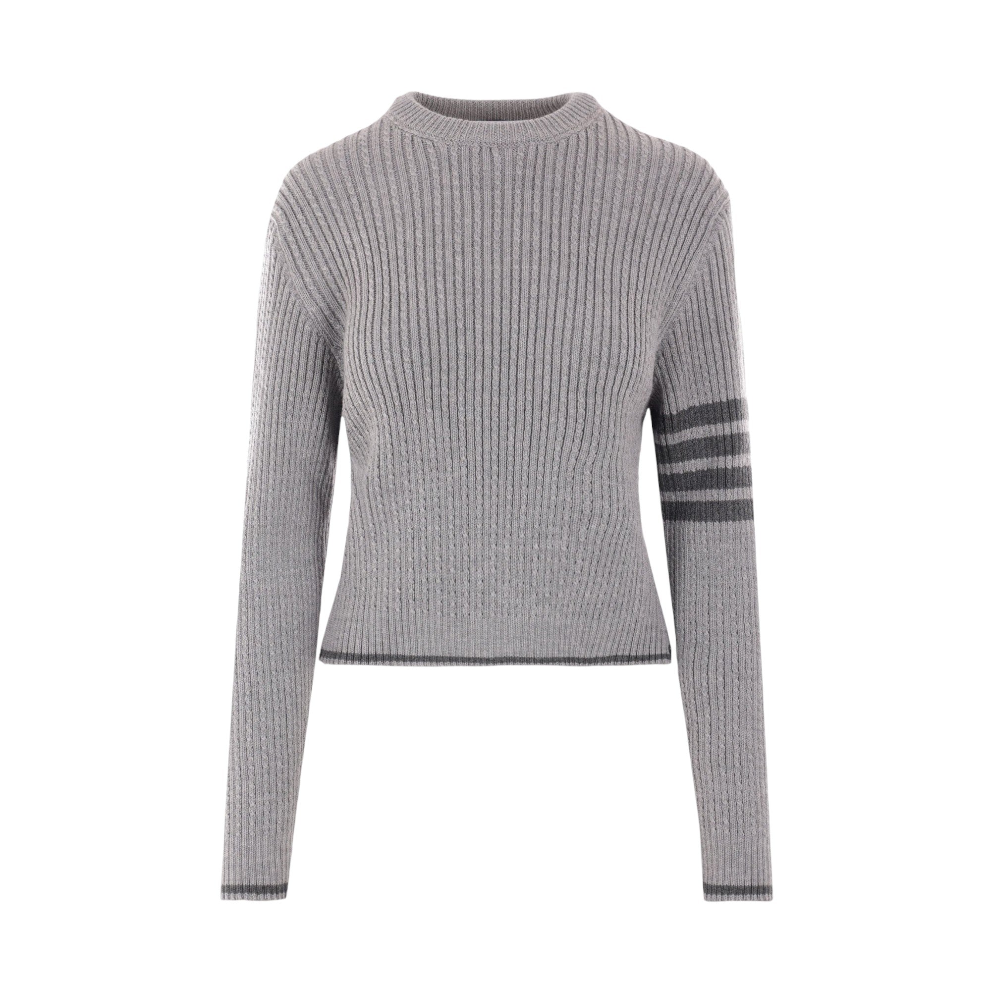 Wool Cable-knit Cropped Sweater-THOM BROWNE-JOHN JULIA