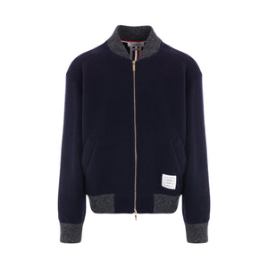 Wool Fleece Bomber Jacket-THOM BROWNE-JOHN JULIA