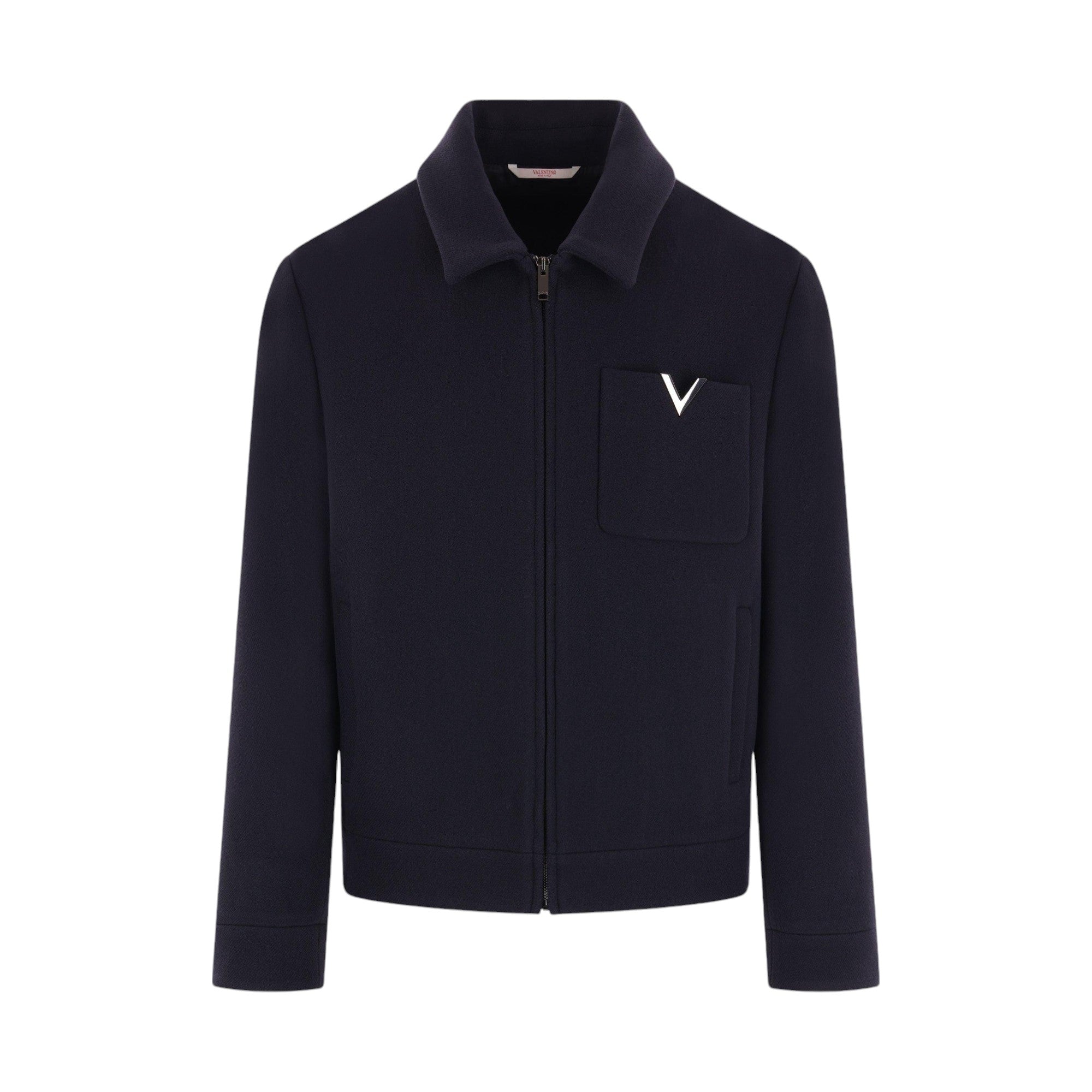 Wool Full-zip Jacket with V Detail-VALENTINO GARAVANI-JOHN JULIA