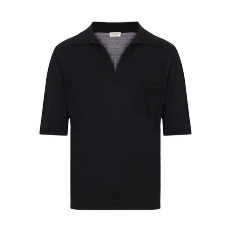 Wool Knit Polo Shirt-SAINT LAURENT-JOHN JULIA