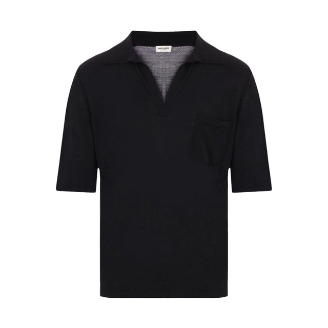 Wool Knit Polo Shirt-SAINT LAURENT-JOHN JULIA