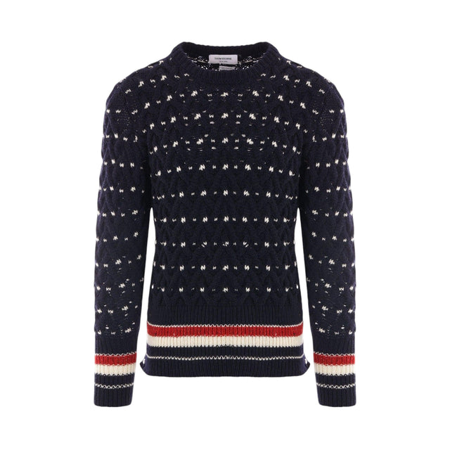 Wool Mohair Cable-knit Sweater-THOM BROWNE-JOHN JULIA