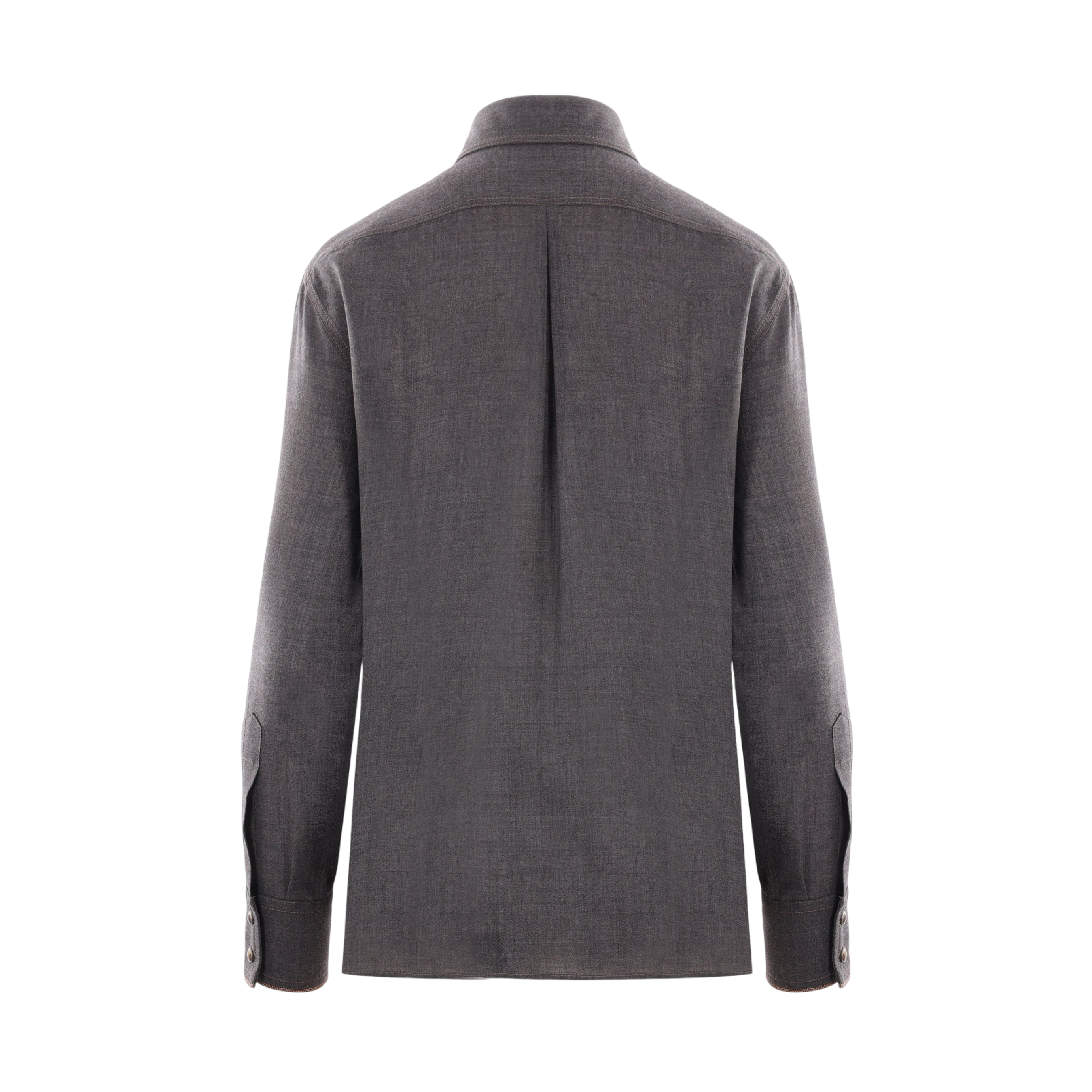 Wool Organza Shirt-BRUNELLO CUCINELLI-JOHN JULIA