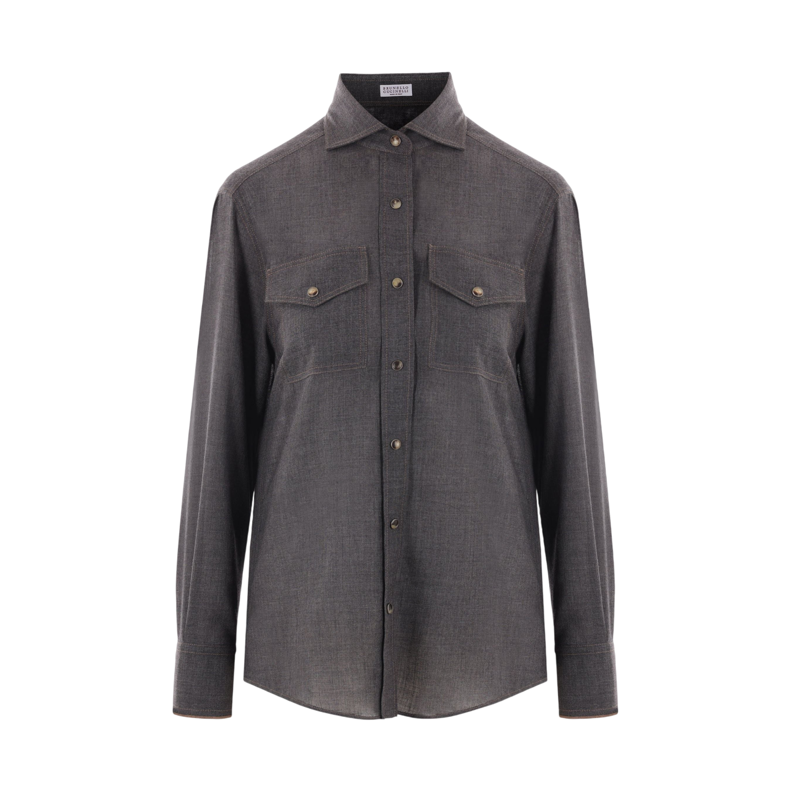 Wool Organza Shirt-BRUNELLO CUCINELLI-JOHN JULIA