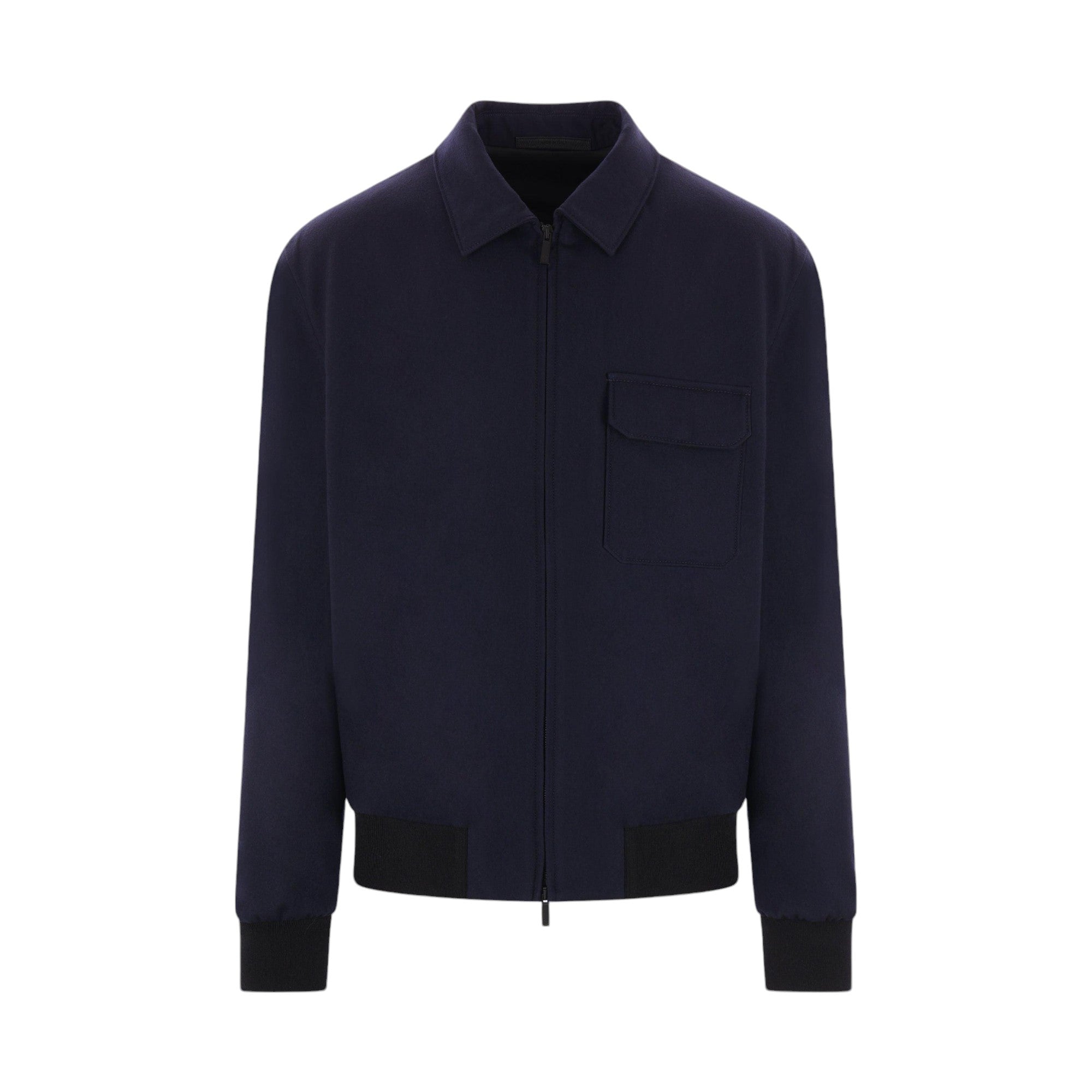 Wool Padded Bomber Jacket-GIORGIO ARMANI-JOHN JULIA