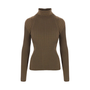 Wool Ribbed-knit Layered Turtleneck-FERRAGAMO-JOHN JULIA