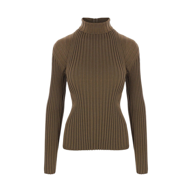 Wool Ribbed-knit Layered Turtleneck-FERRAGAMO-JOHN JULIA