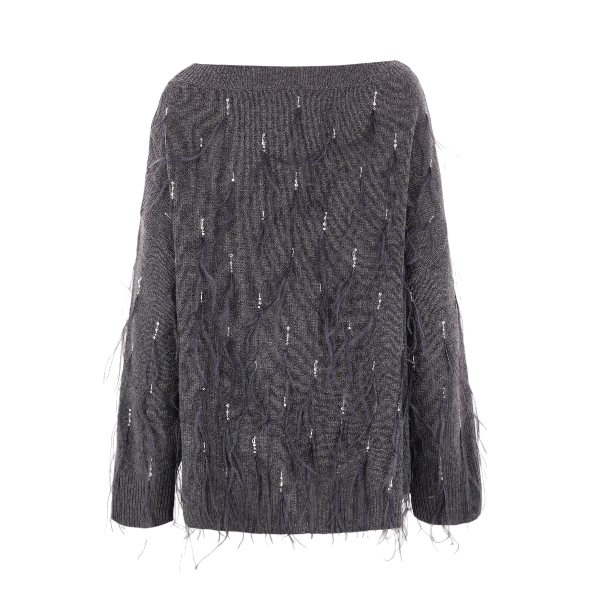 Wool Sweater With Feathers-VALENTINO GARAVANI-JOHN JULIA