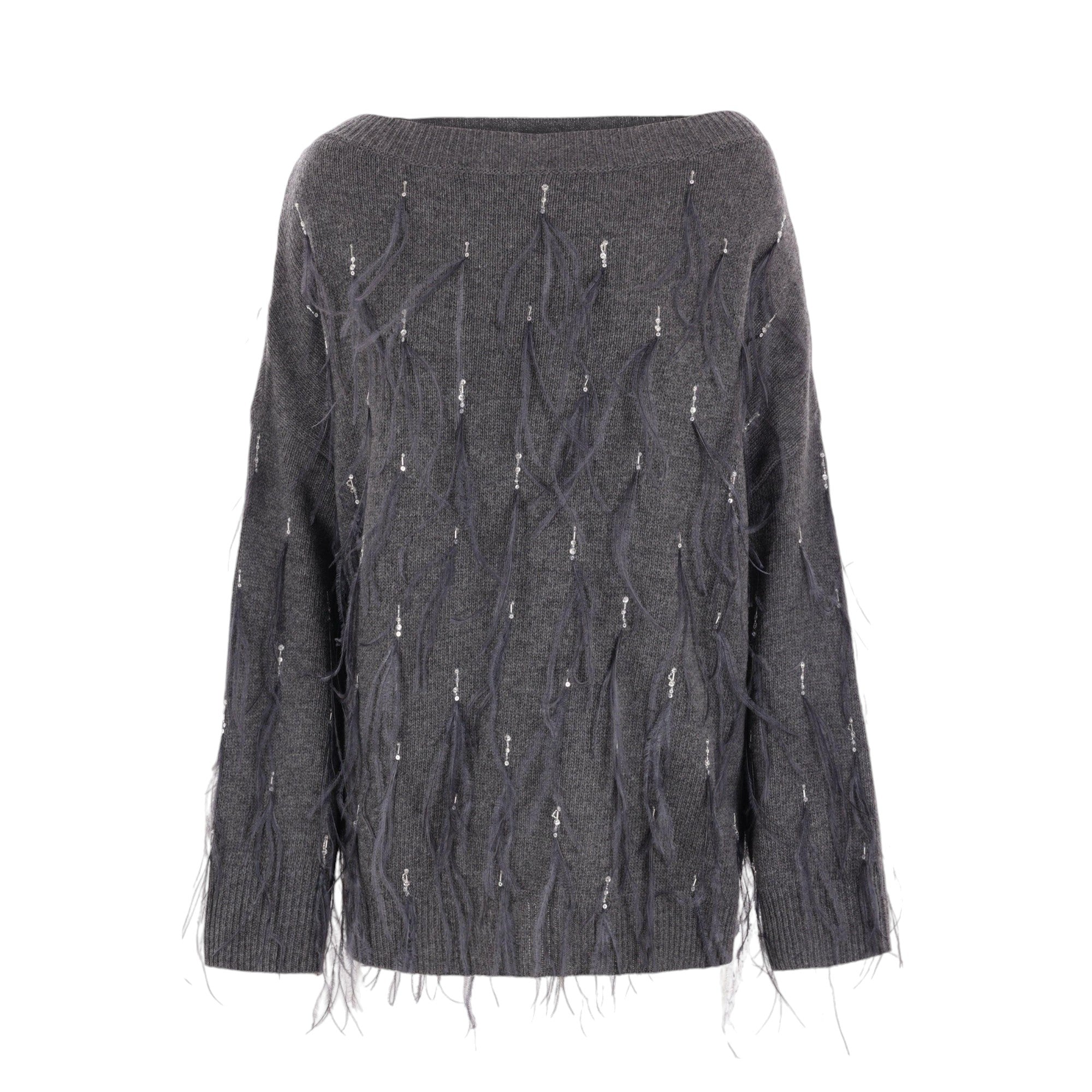 Wool Sweater With Feathers-VALENTINO GARAVANI-JOHN JULIA