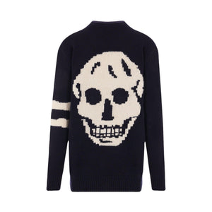 Wool and Cashmere Skull Intarsia Cardigan-ALEXANDER MCQUEEN-JOHN JULIA