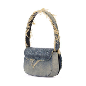 1DR Denim Crystal Shoulder Bag